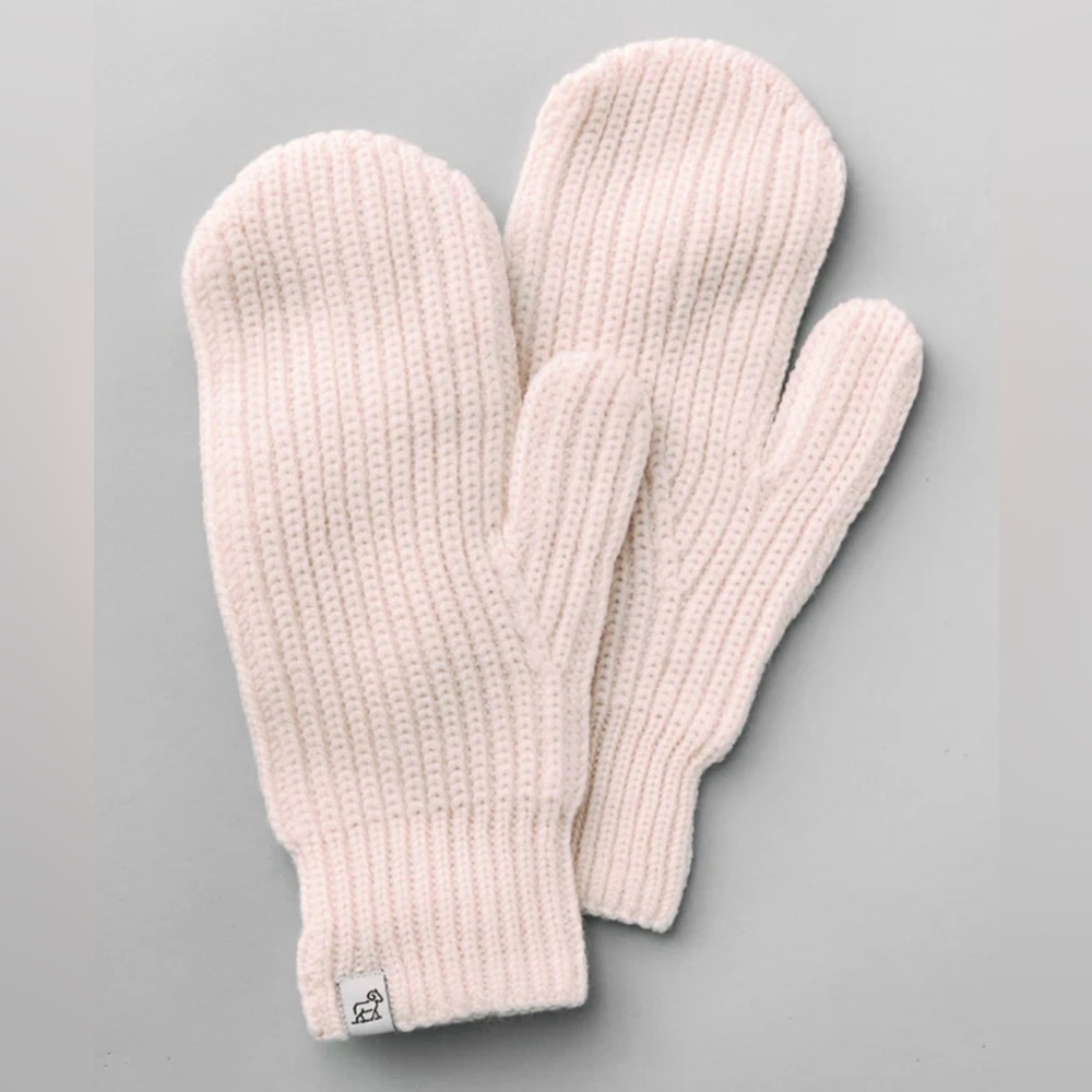 WoolX Holly 100% Merino Wool Knit Mittens Cream Almost Mauve color Women S/M NEW